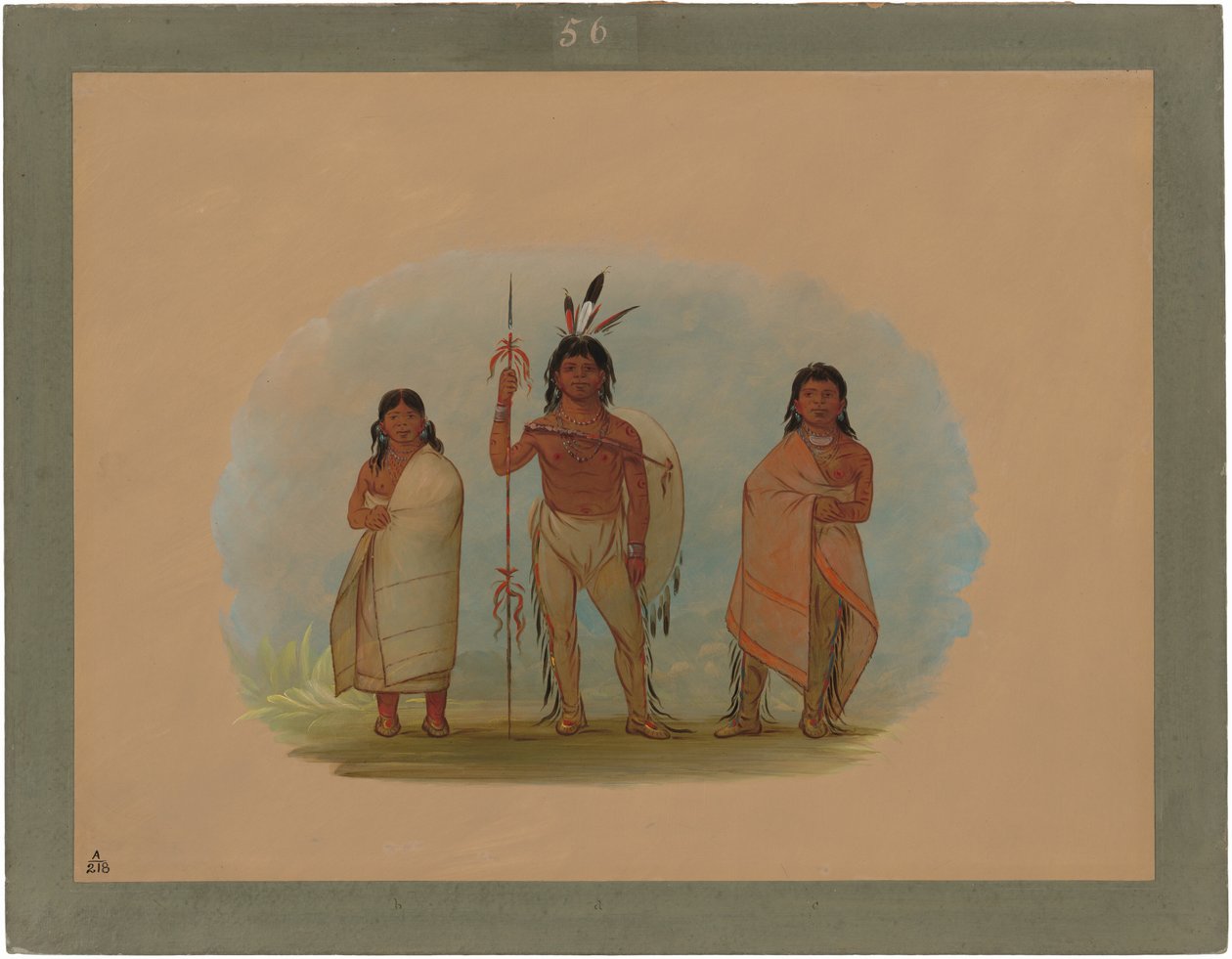 Chefe de Ottawa, sua esposa e um guerreiro de George Catlin