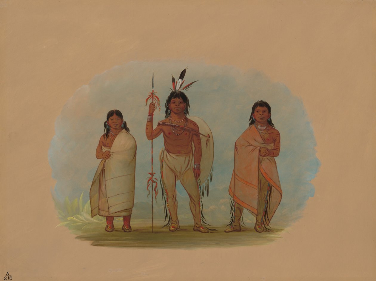 Chefe de Ottawa, sua esposa e um guerreiro, 18611869. de George Catlin