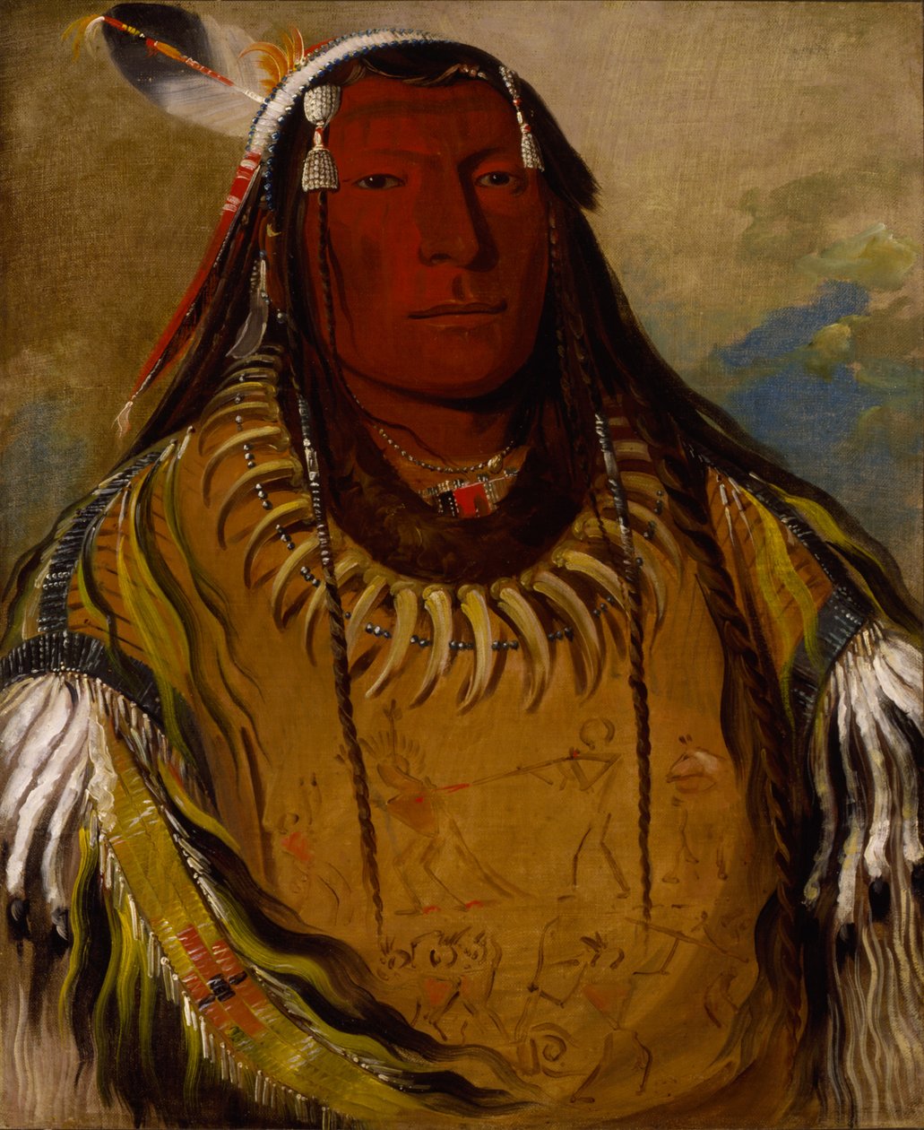Pa-ris-ka-roó-pa, Dois Corvos, um Chefe de George Catlin