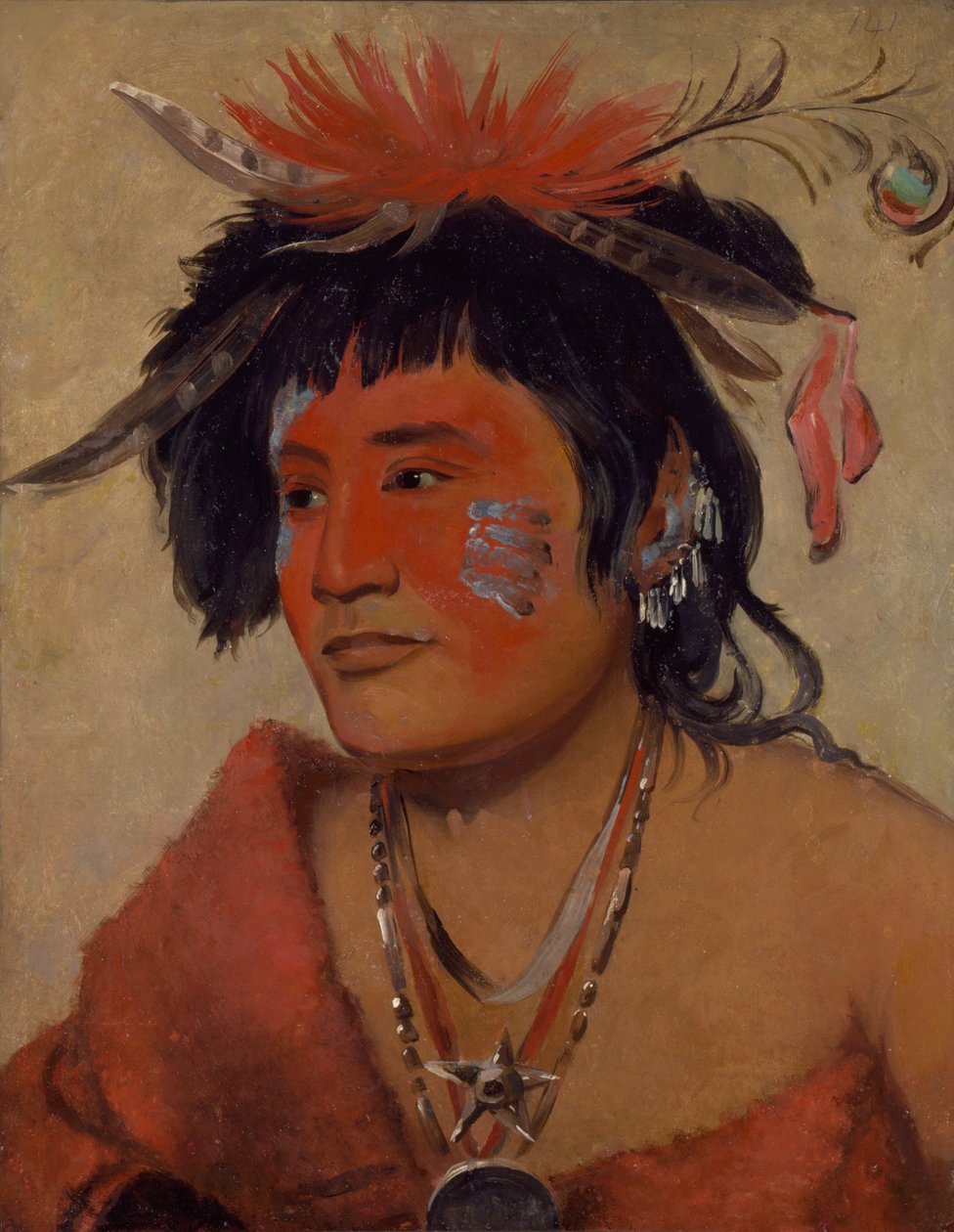 Pah-shee-náu-shaw, um guerreiro, 1831. de George Catlin