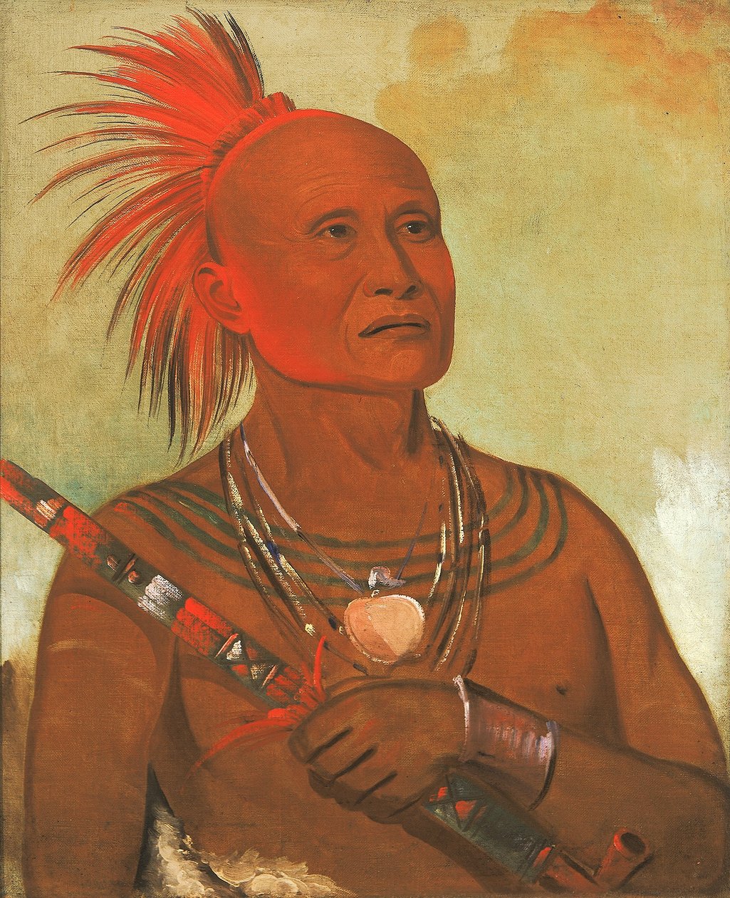 Pam-a-hó, o nadador, um dos guerreiros do Falcão Negro de George Catlin