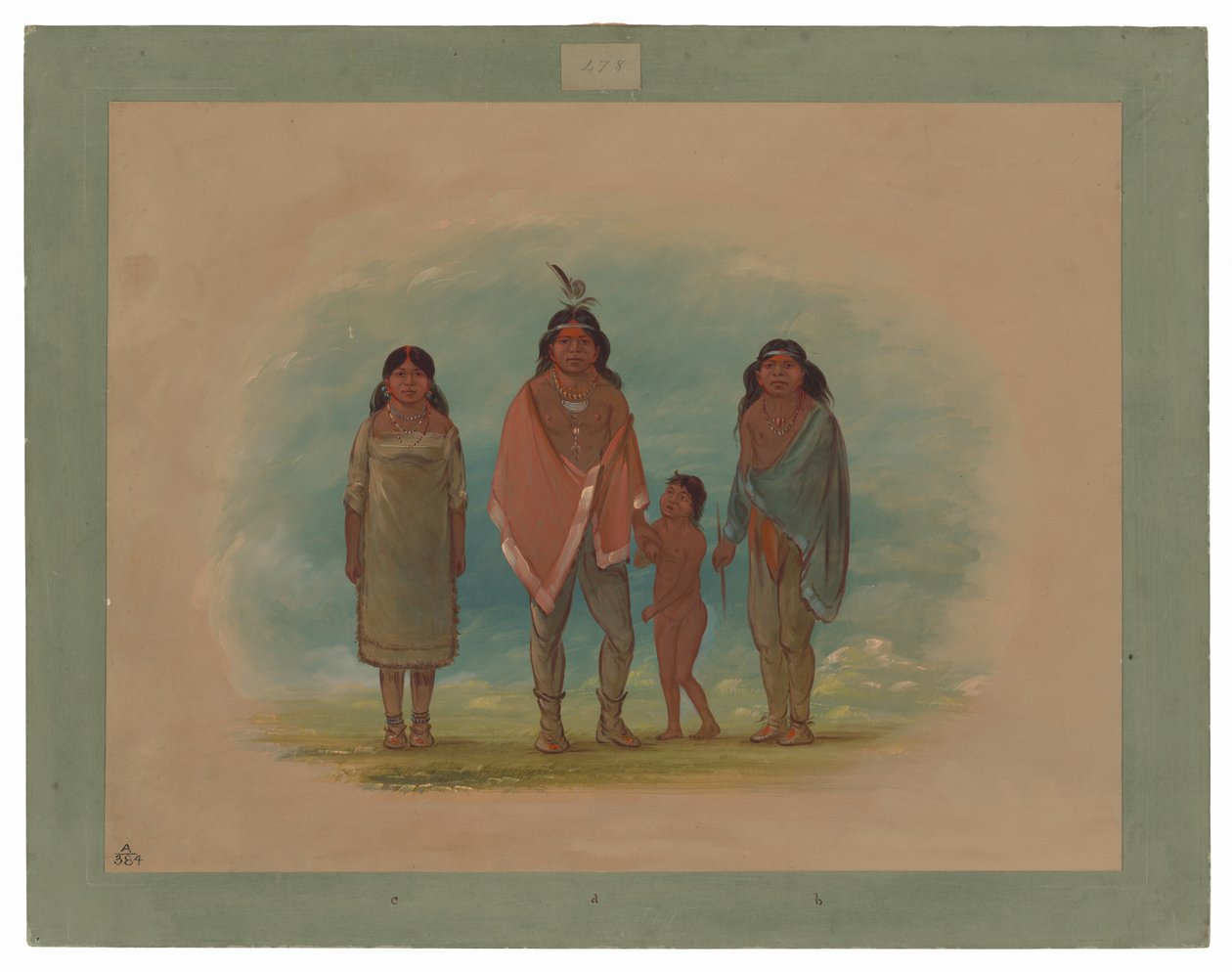 Chefe Patagon, seu irmão e filha de George Catlin