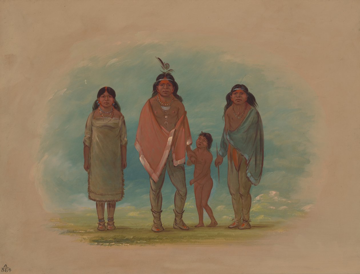 Chefe Patagon, seu irmão e filha, 18561869. de George Catlin