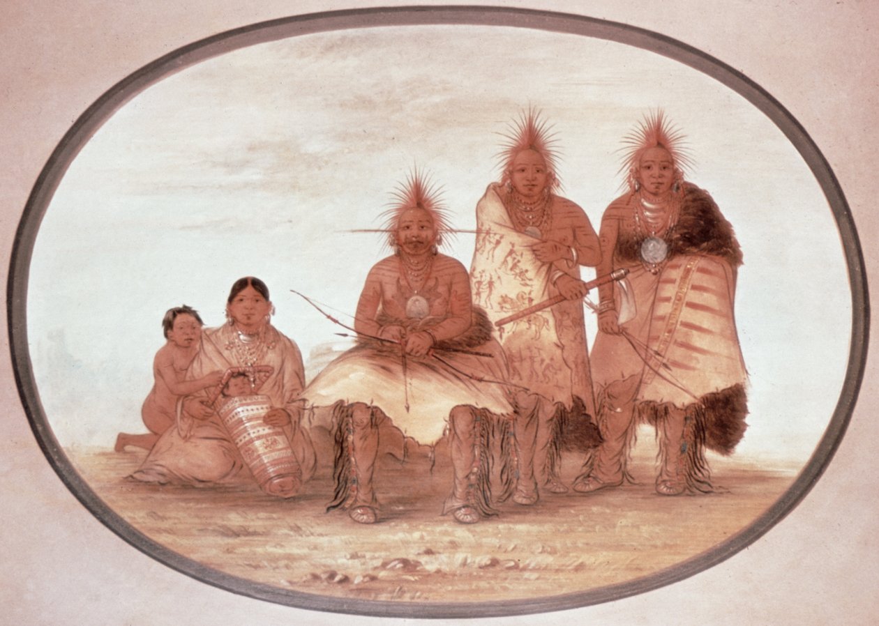 Pawnee Warriors, c.1832 (cor litho) de George Catlin