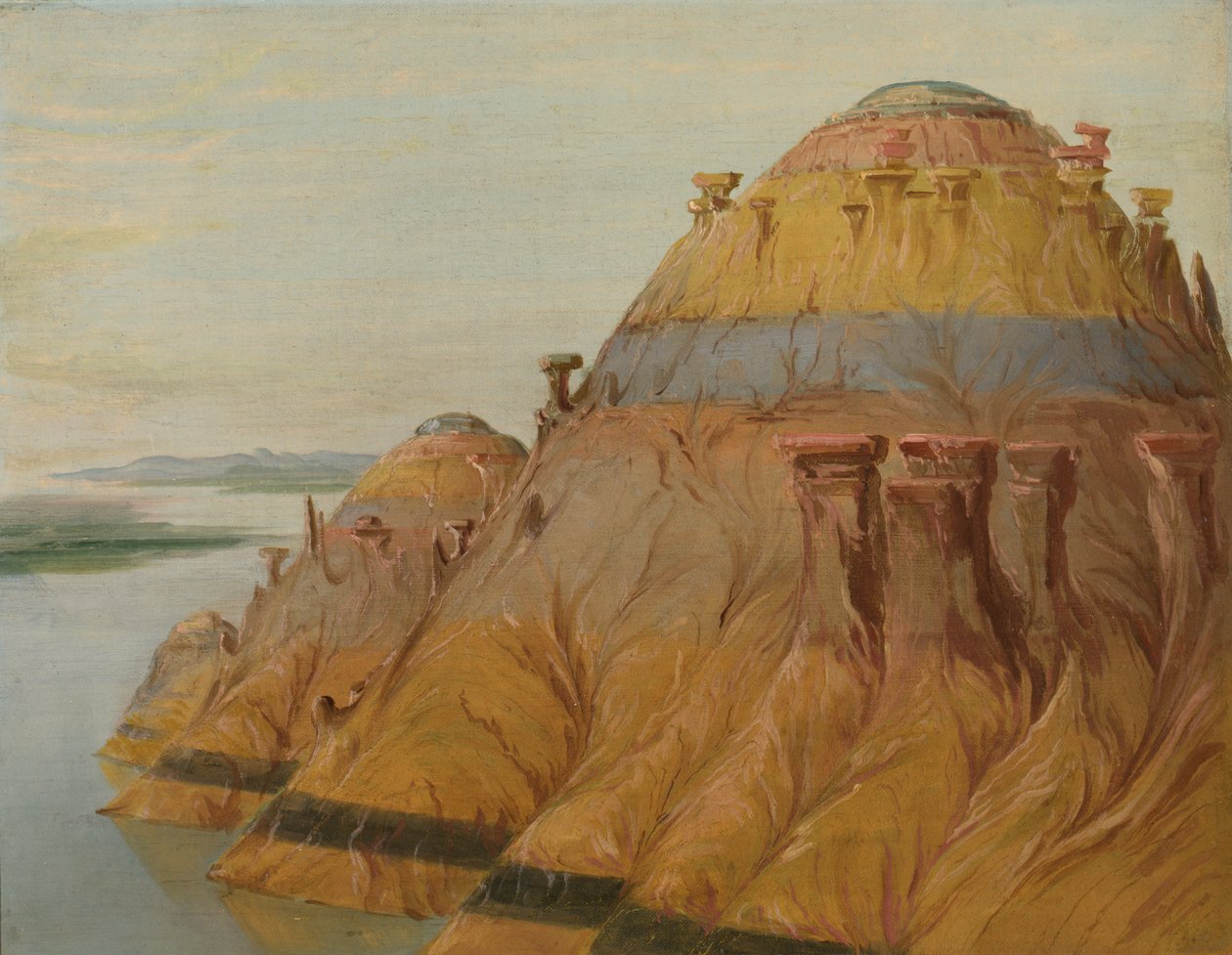 Pitoresco Clay Bluff, 1700 milhas acima de St. Louis, 1832. de George Catlin