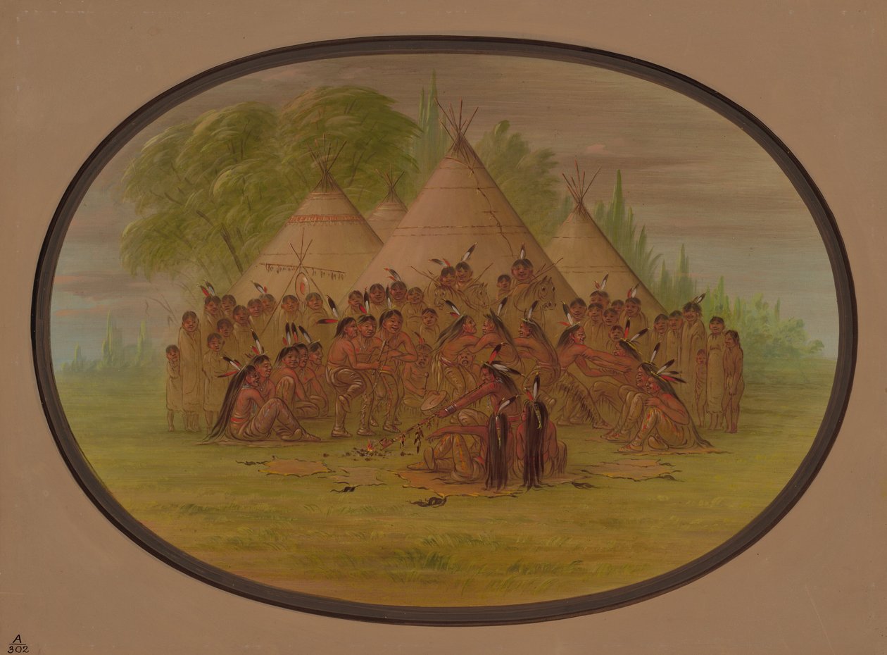 Pipe Dance - Assinneboine, 18611869. de George Catlin