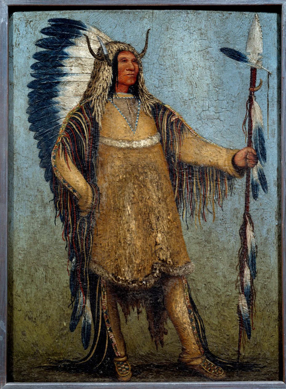 Retrato completo de um chefe índio em regalia completa Pintura de George Catlin (1794-1872) de George Catlin