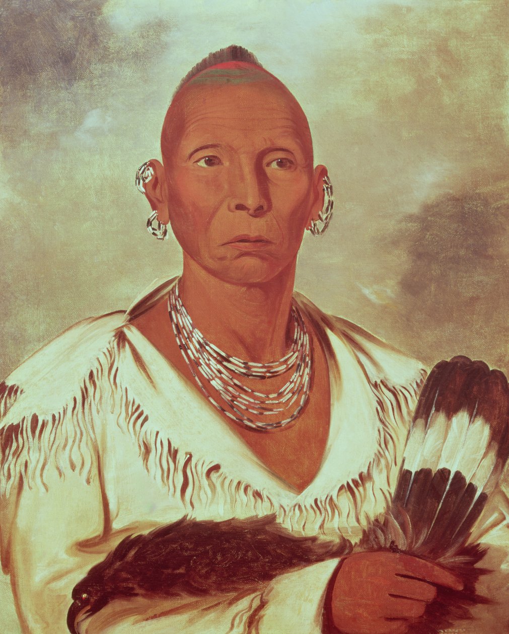 Retrato, de, falcão preto, chefe índio de George Catlin