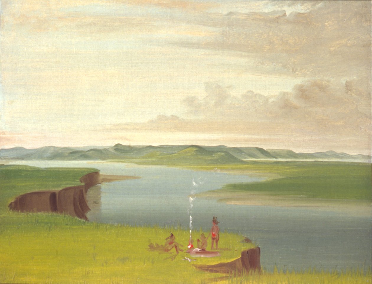 Penhascos da pradaria ao nascer do sol, perto da foz do rio Yellowstone de George Catlin