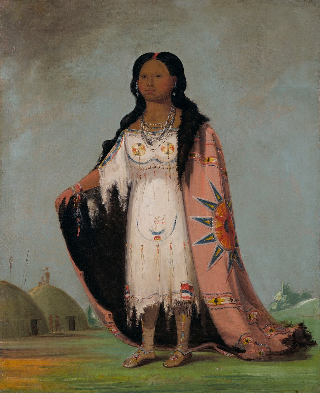 Pshán-shaw, erva de cheiro doce, filha de doze anos de Mão Sangrenta de George Catlin