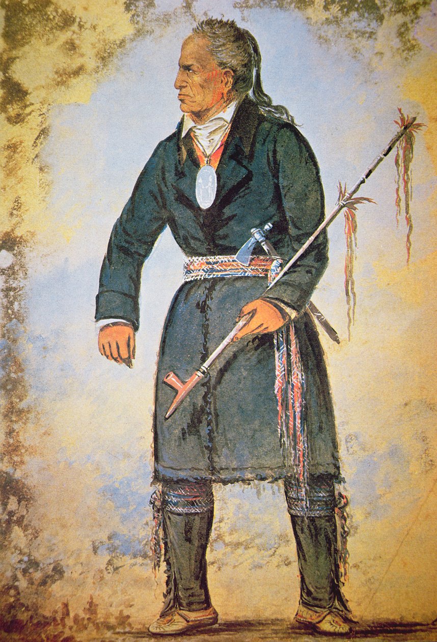Casaco Vermelho (c.1756-1830) (aguarela sobre papel) de George Catlin