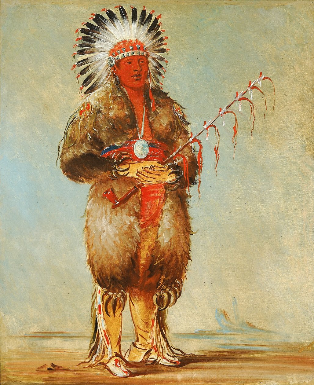 Ráw-no-way-wóh-krah, Pipestem solto, um bravo de George Catlin