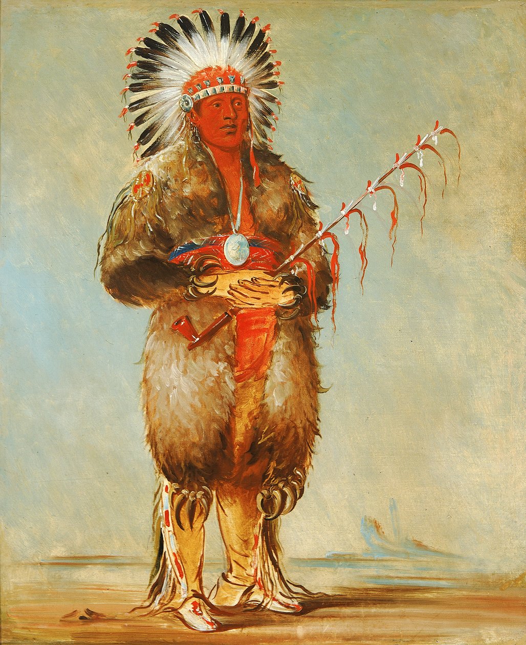 Ráw-no-way-wóh-krah, Loose Pipestem, a Brave, 1832. de George Catlin