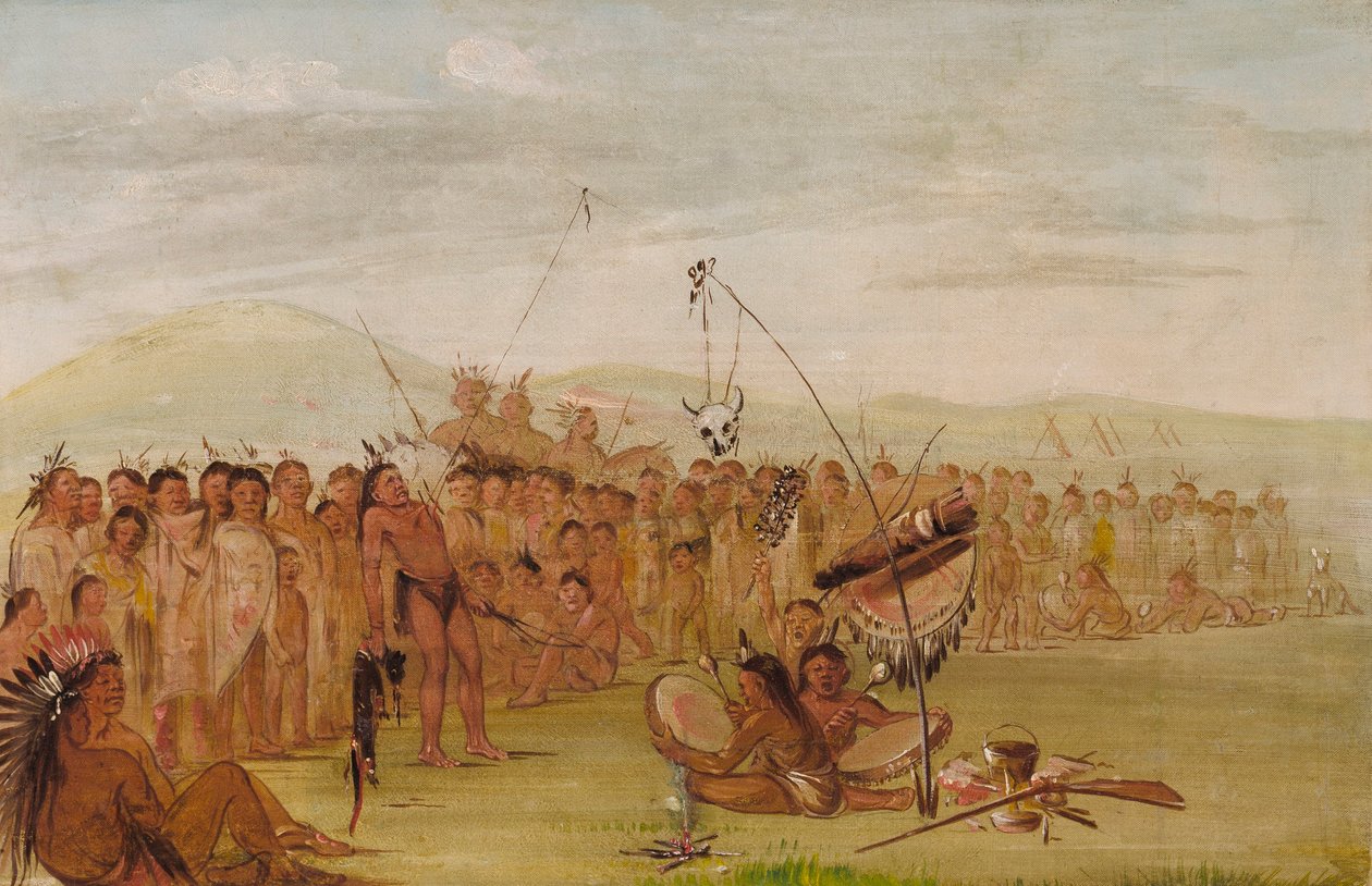 Auto-tortura numa cerimónia religiosa Sioux de George Catlin