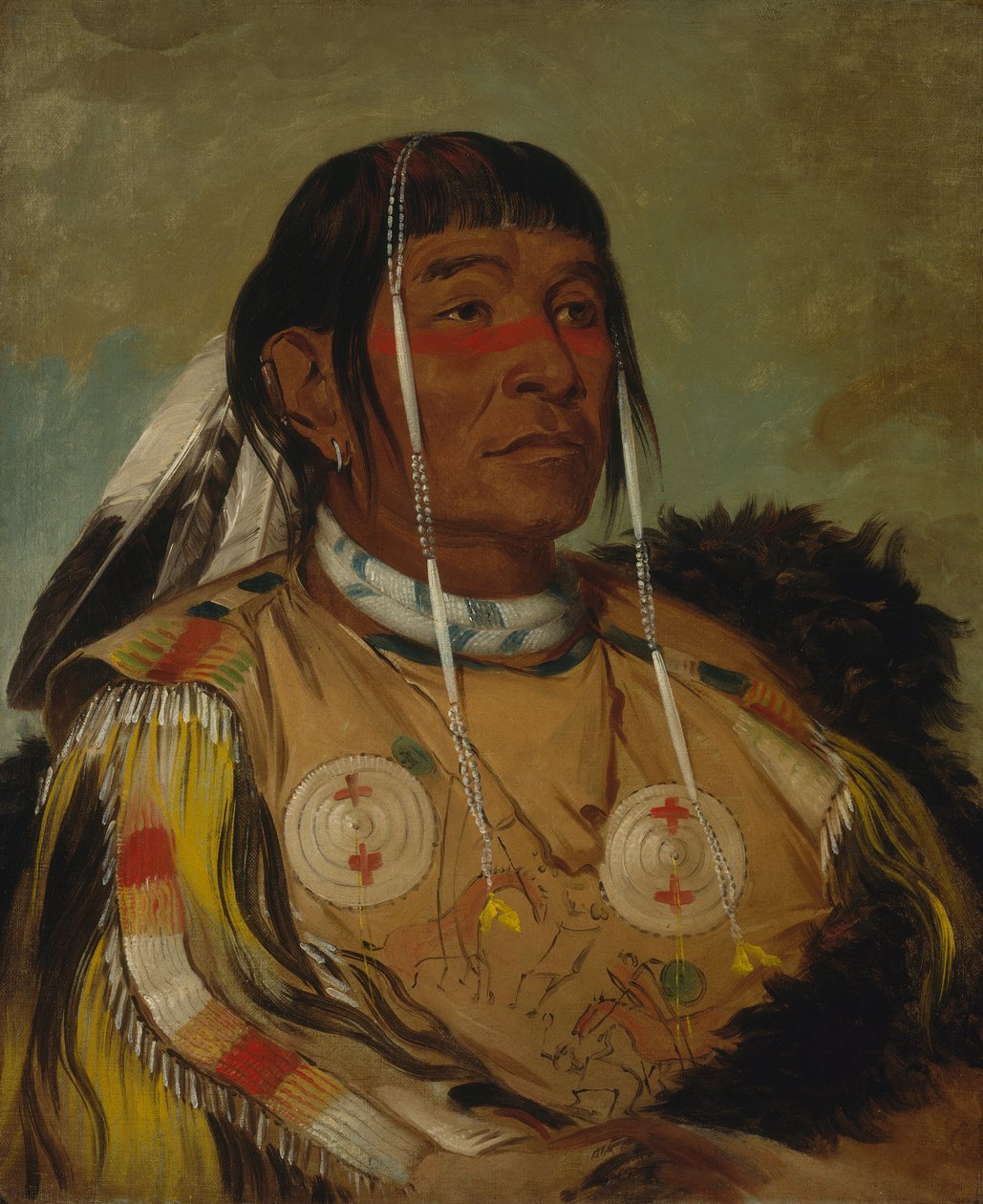 Sha-có-pay, Os Seis, Chefe das Planícies Ojibwa, 1832. de George Catlin
