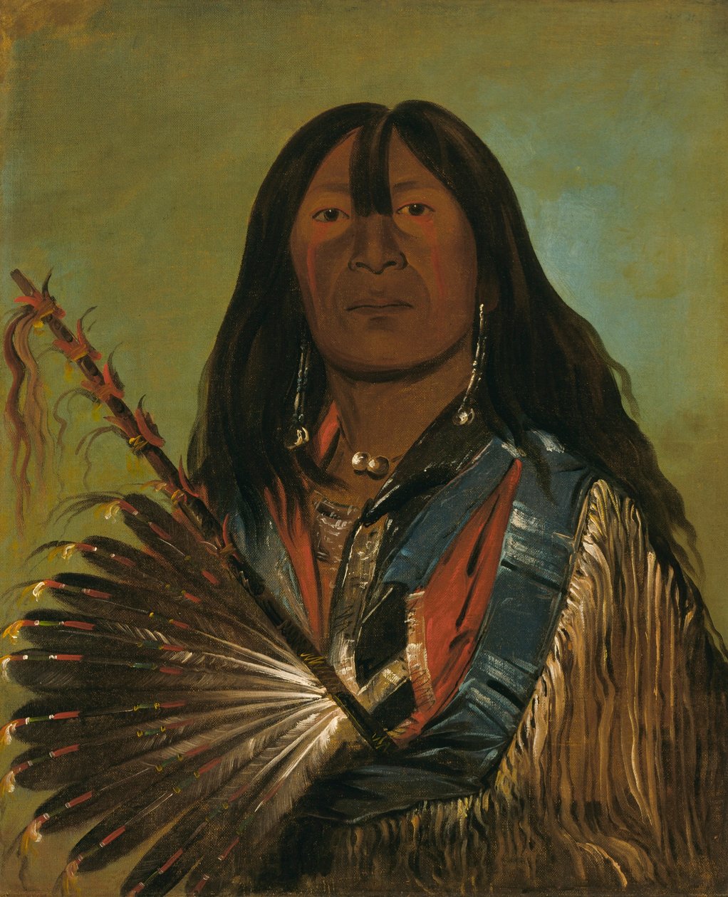 Shón-ka, O Cão, chefe do bando de Bad Arrow Points de George Catlin