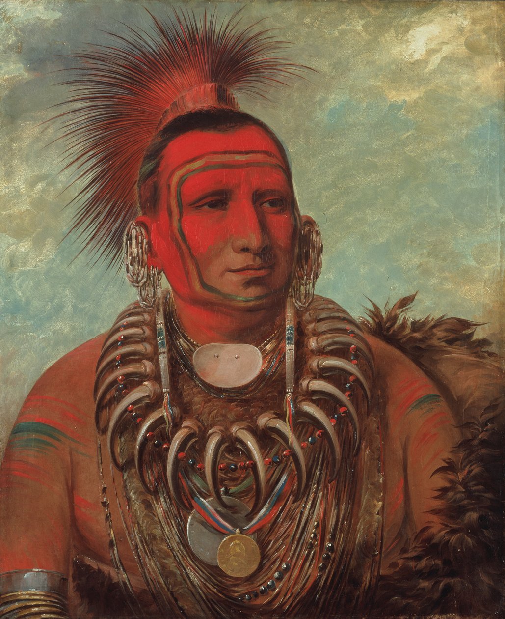 Shon-ta-yi-ga, Little Wolf, um famoso guerreiro, 1844-1845. de George Catlin