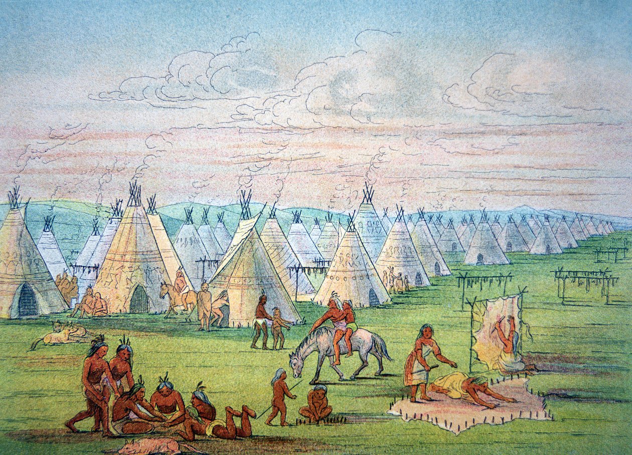 Cena do acampamento Sioux de George Catlin
