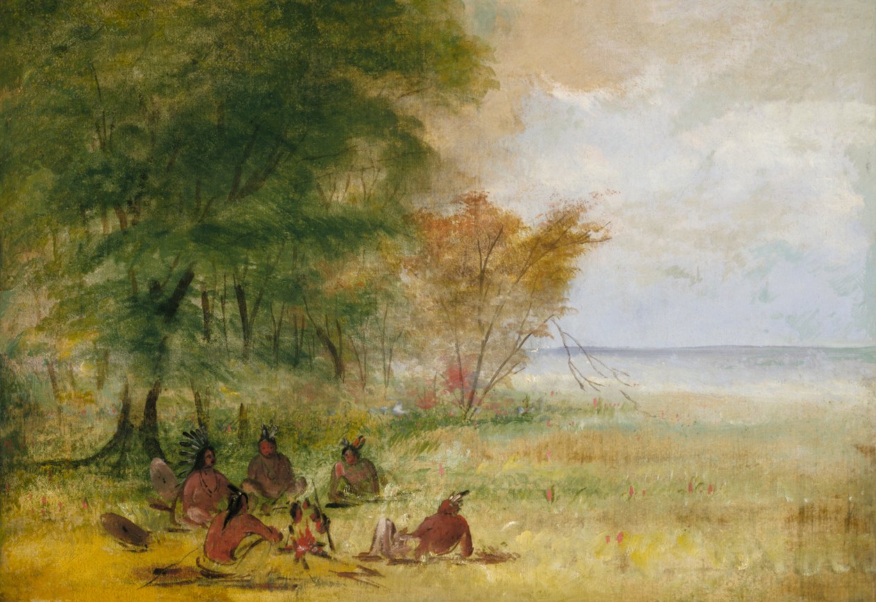 Conselho Indígena Sioux, Chefes em Deliberação Profunda, 1832-1837. de George Catlin