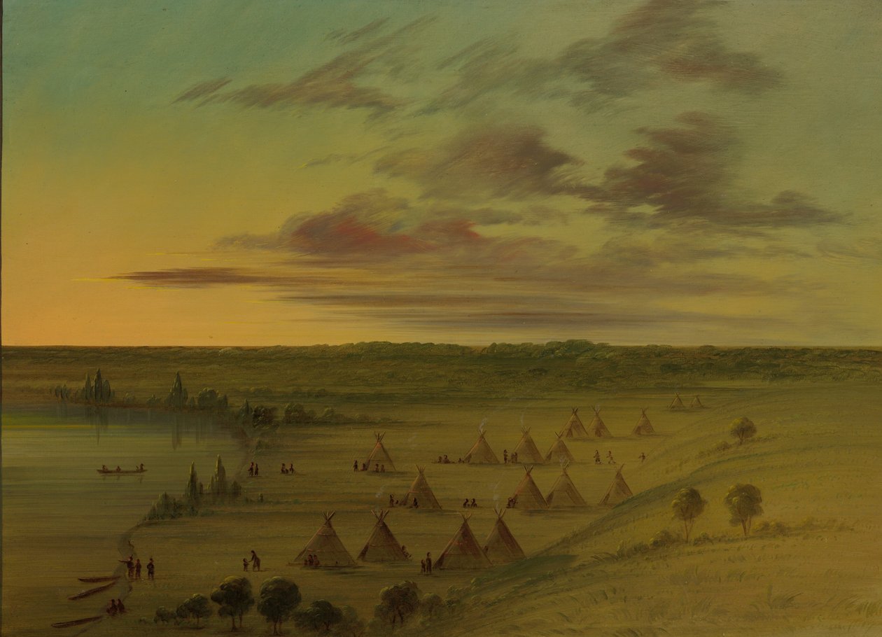 Sioux Village - Lago dos Cisnes, 18611869. de George Catlin