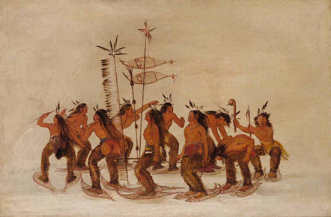 Dança com raquetes de neve na primeira queda de neve de George Catlin