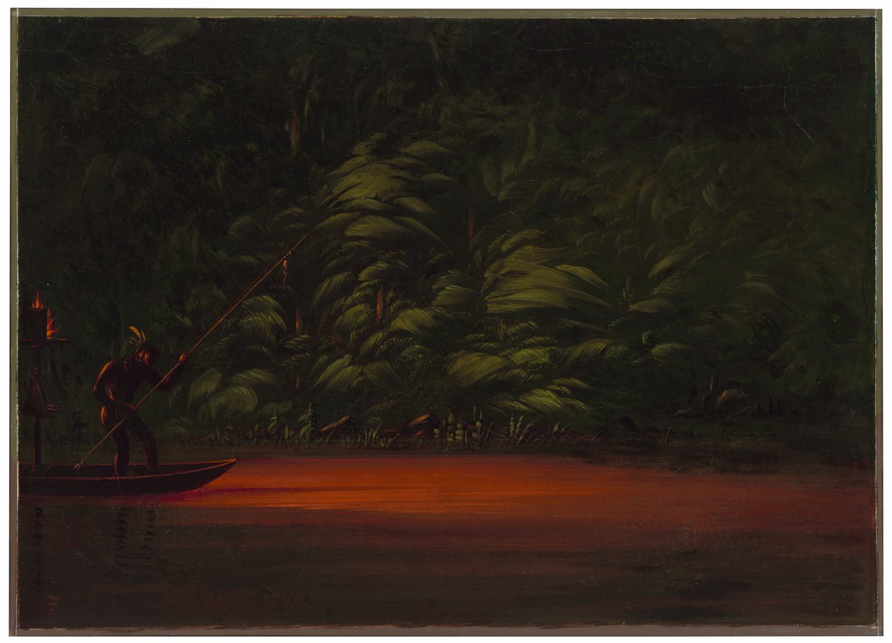 Pesca à lança à luz de tochas no Amazonas de George Catlin