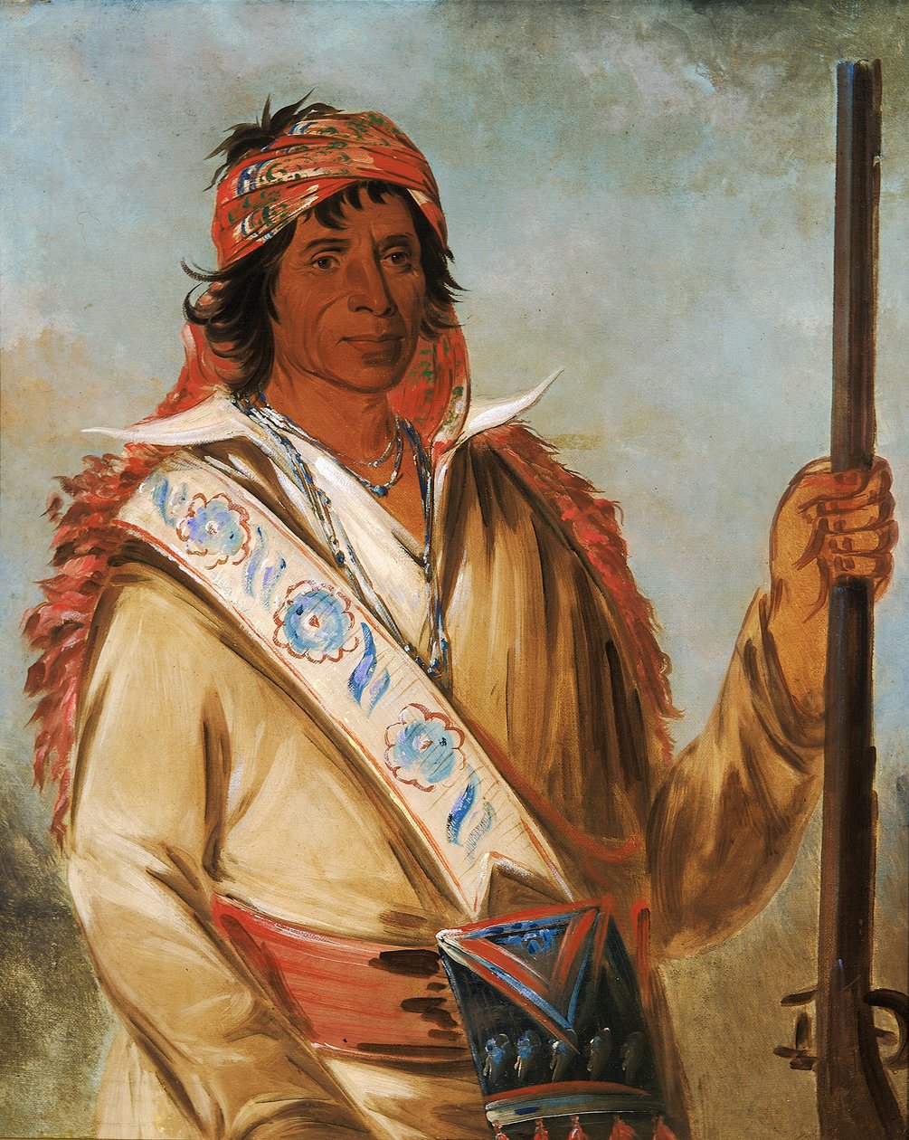 Steeh-tcha-kó-me-co, Grande Rei chamado Ben Perryman, um chefe, 1834. de George Catlin