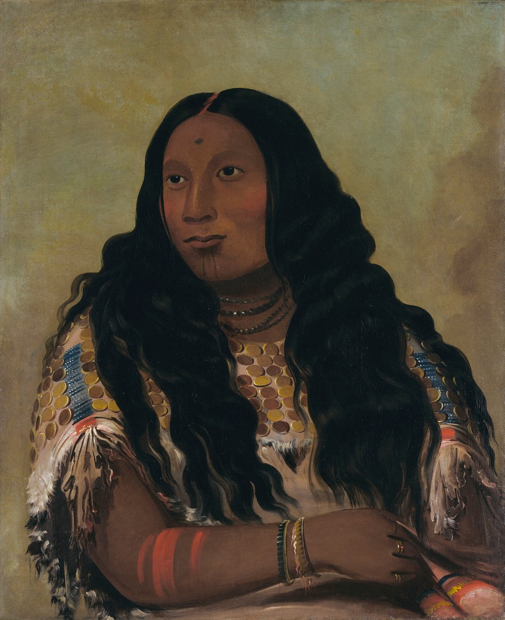 Tchón-su-móns-ka, Barra de Areia, mulher do comerciante François Chardon de George Catlin