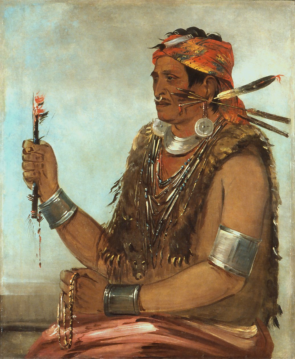 Ten-sqúat-a-way, The Open Door, conhecido como O Profeta, Irmão de Tecumseh de George Catlin