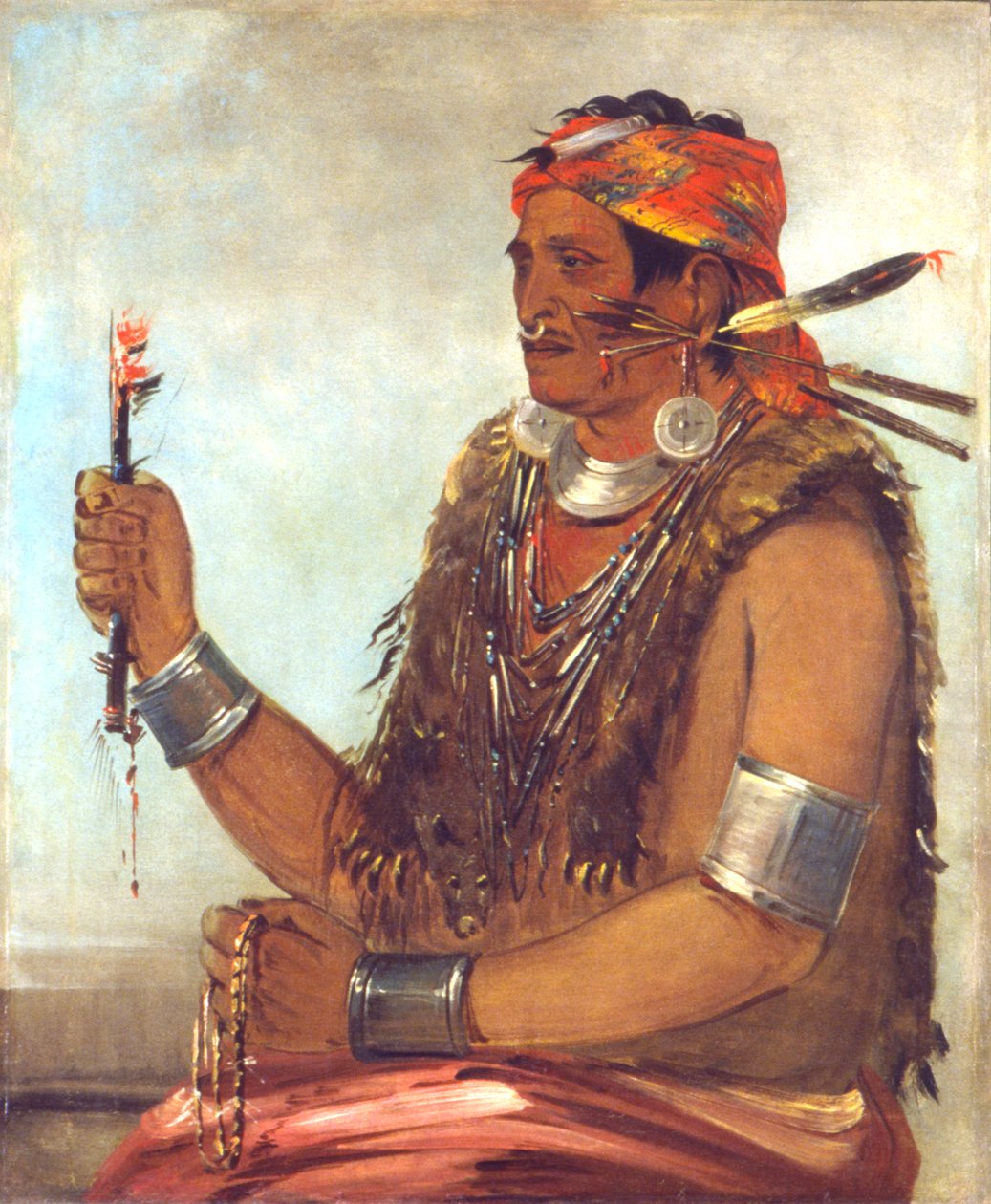 Ten-sqúat-a-way, The Open Door, conhecido como O Profeta, Irmão de Tecumseh de George Catlin