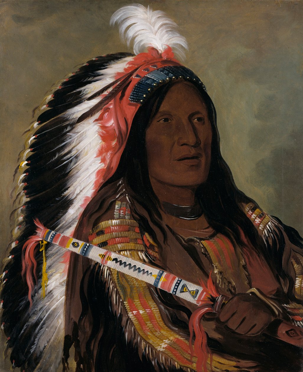 Táh-téck-a-da-háir, Vento Forte, um bravo da Banda de Pontas de Flecha Ruins de George Catlin