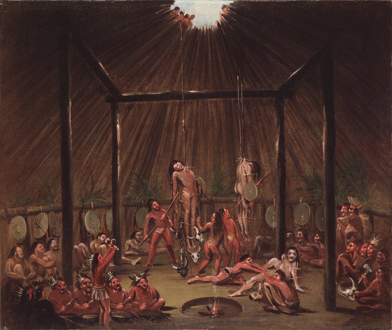 A cena do corte, Cerimónia Mandan O-kee-pa de George Catlin