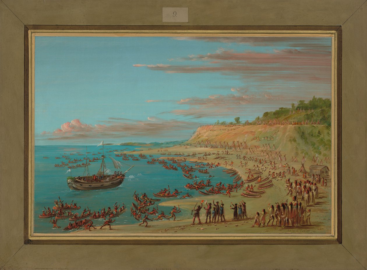 O Grifo Entrando no Porto em Mackinaw, 27 de agosto de 1679, 1847-48 de George Catlin
