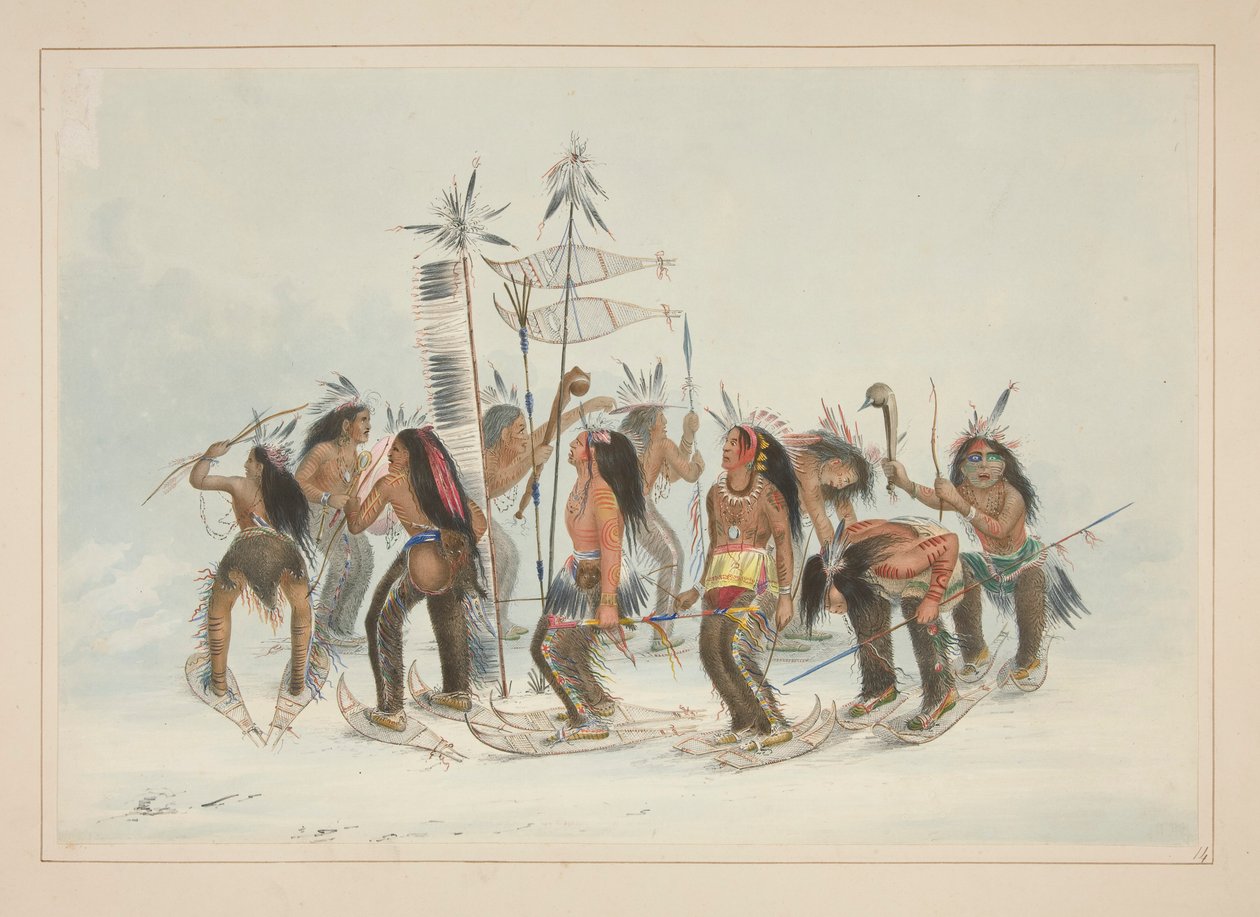 The Snow-Shoe Dance, pl. 14 do North American Indian Portfolio de George Catlin