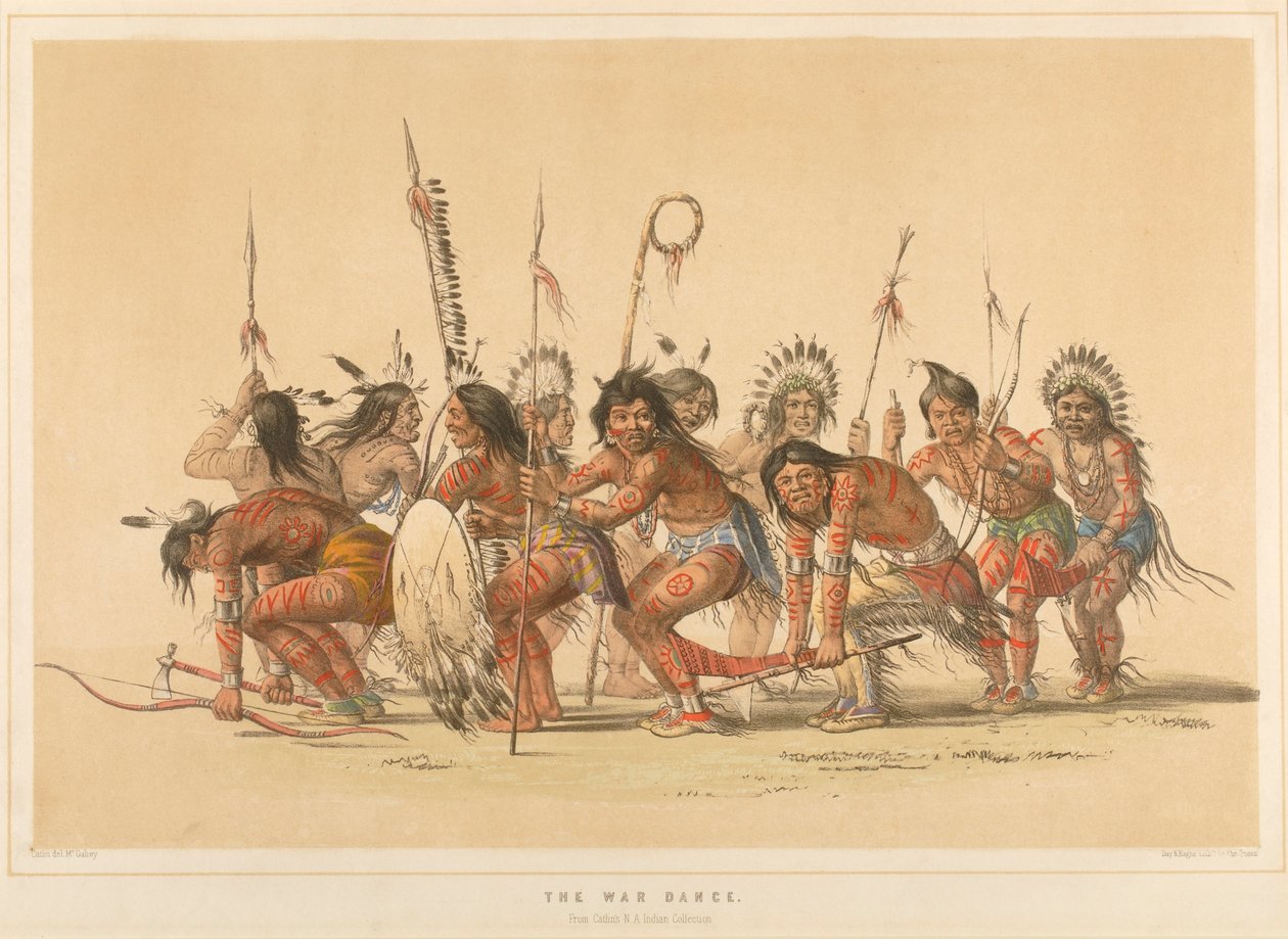 A dança de guerra, da pasta «The North American Indian» de George Catlin