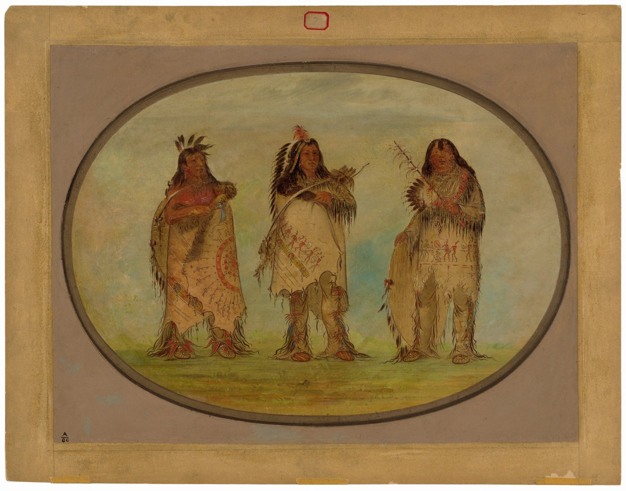 Três Distintos Guerreiros da Tribo Sioux de George Catlin