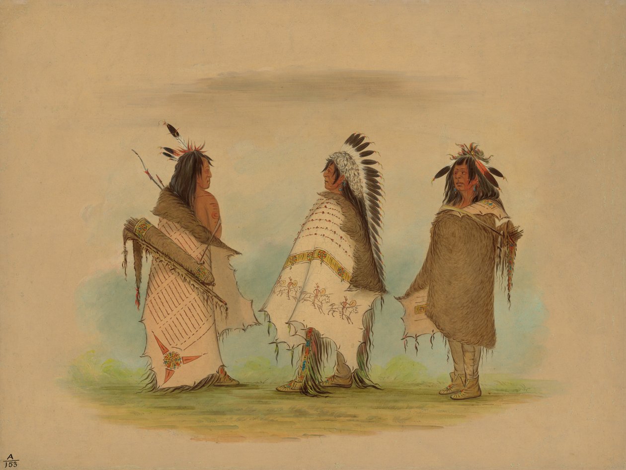 Três Guerreiros Shoshonee, 1861. de George Catlin