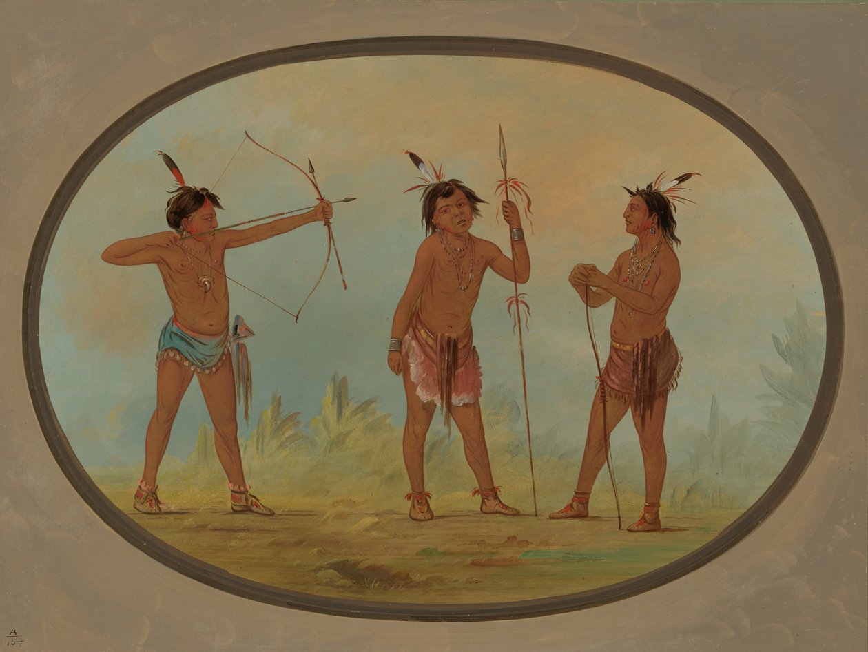 Três Guerreiros Shoshonee Armados para a Guerra, 18611869. de George Catlin