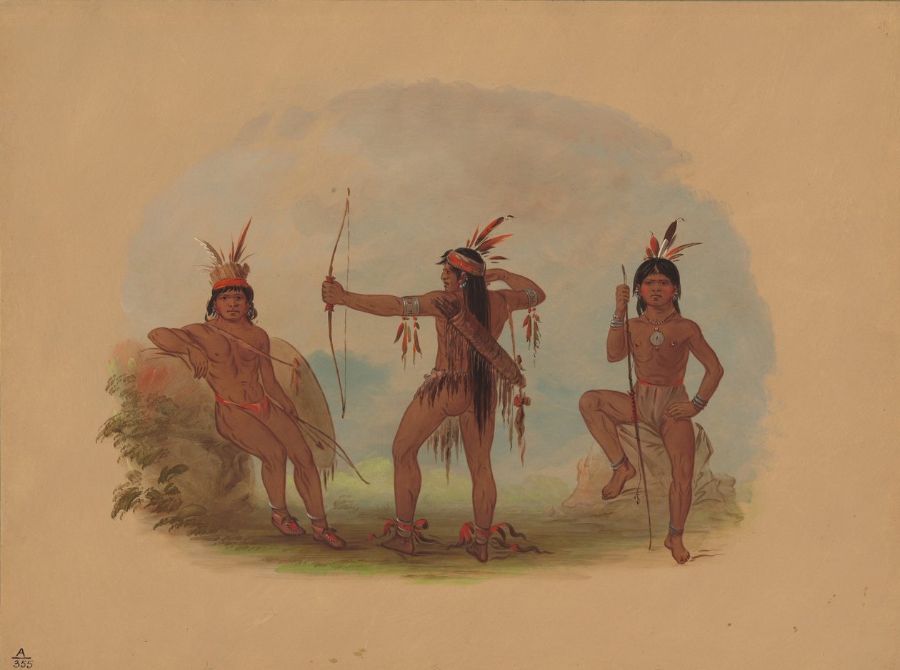 Três índios Woyaway, 18541869. de George Catlin