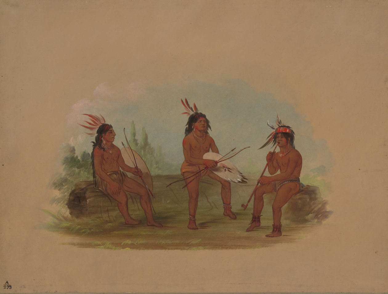 Três Jovens Homens Chinook, 18551869. de George Catlin