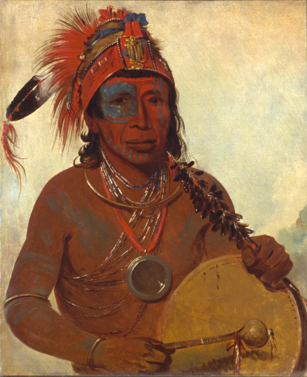Tóh-to-wah-kón-da-pee, Remédio Azul, um curandeiro do bando Ting-ta-to-ah de George Catlin