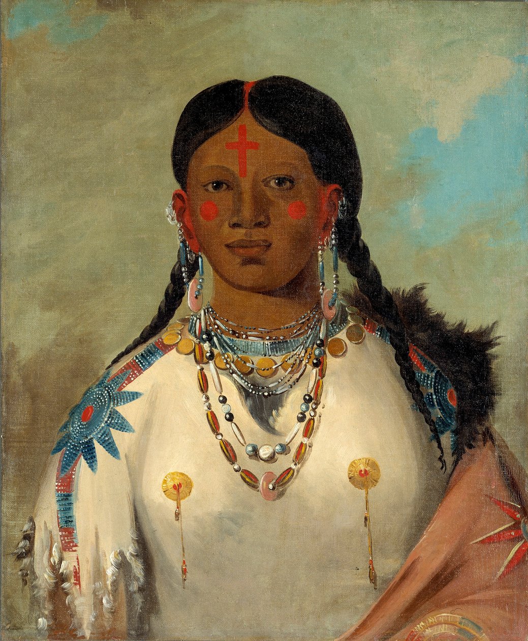 Tís-se-wóo-na-tís, Aquela que Banha os Joelhos, Mulher do Chefe de George Catlin