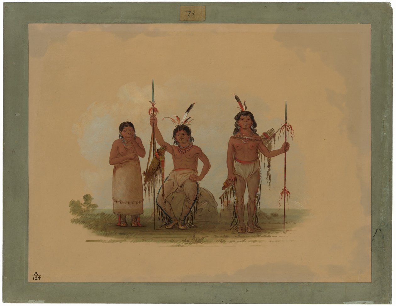 Dois guerreiros Arapaho e uma mulher de George Catlin