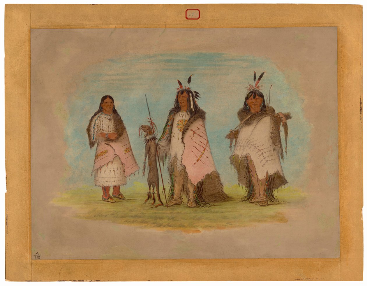 Dois guerreiros Blackfoot e uma mulher de George Catlin