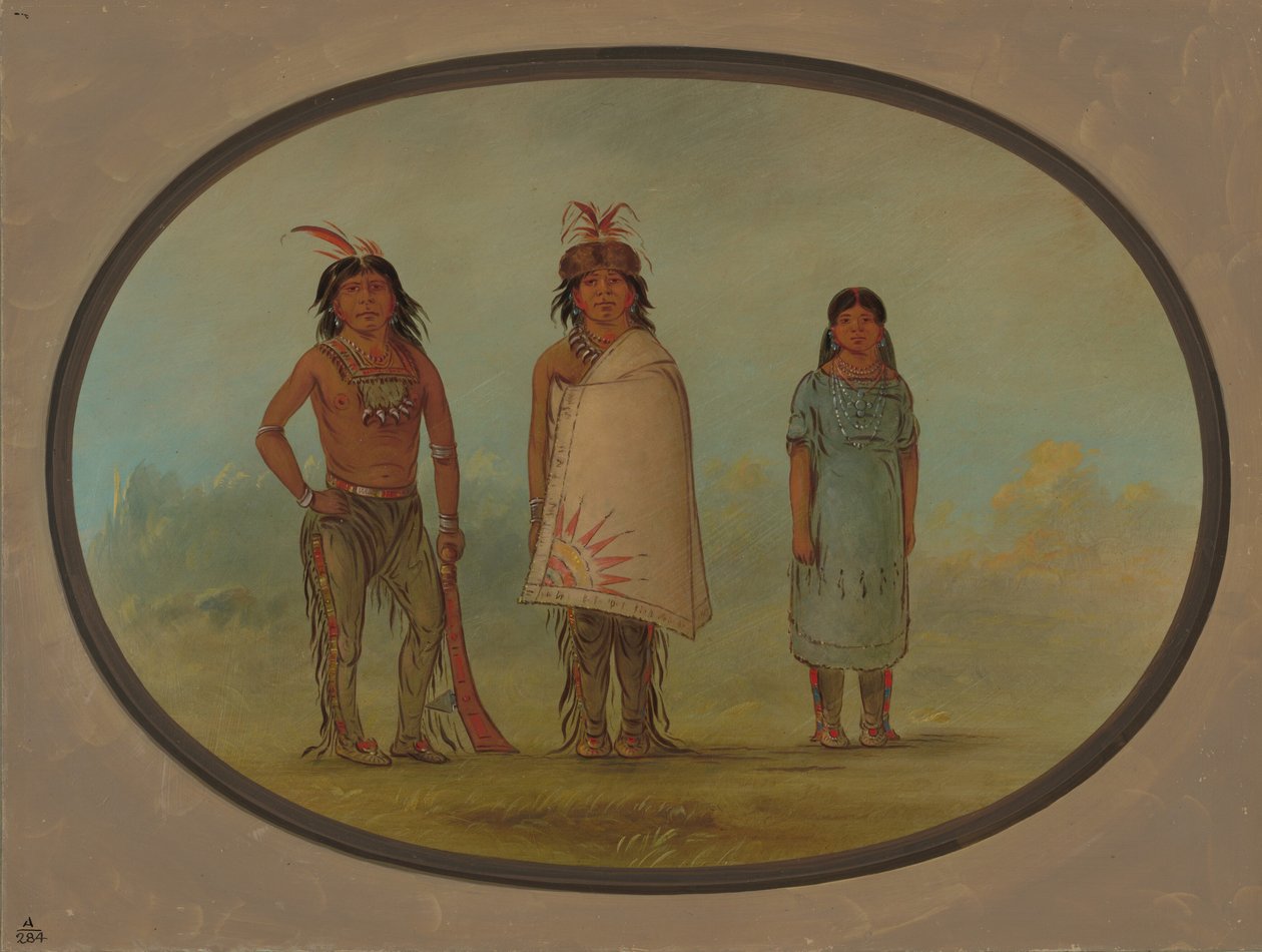 Dois guerreiros Chippewyan e uma mulher, 18551869. de George Catlin