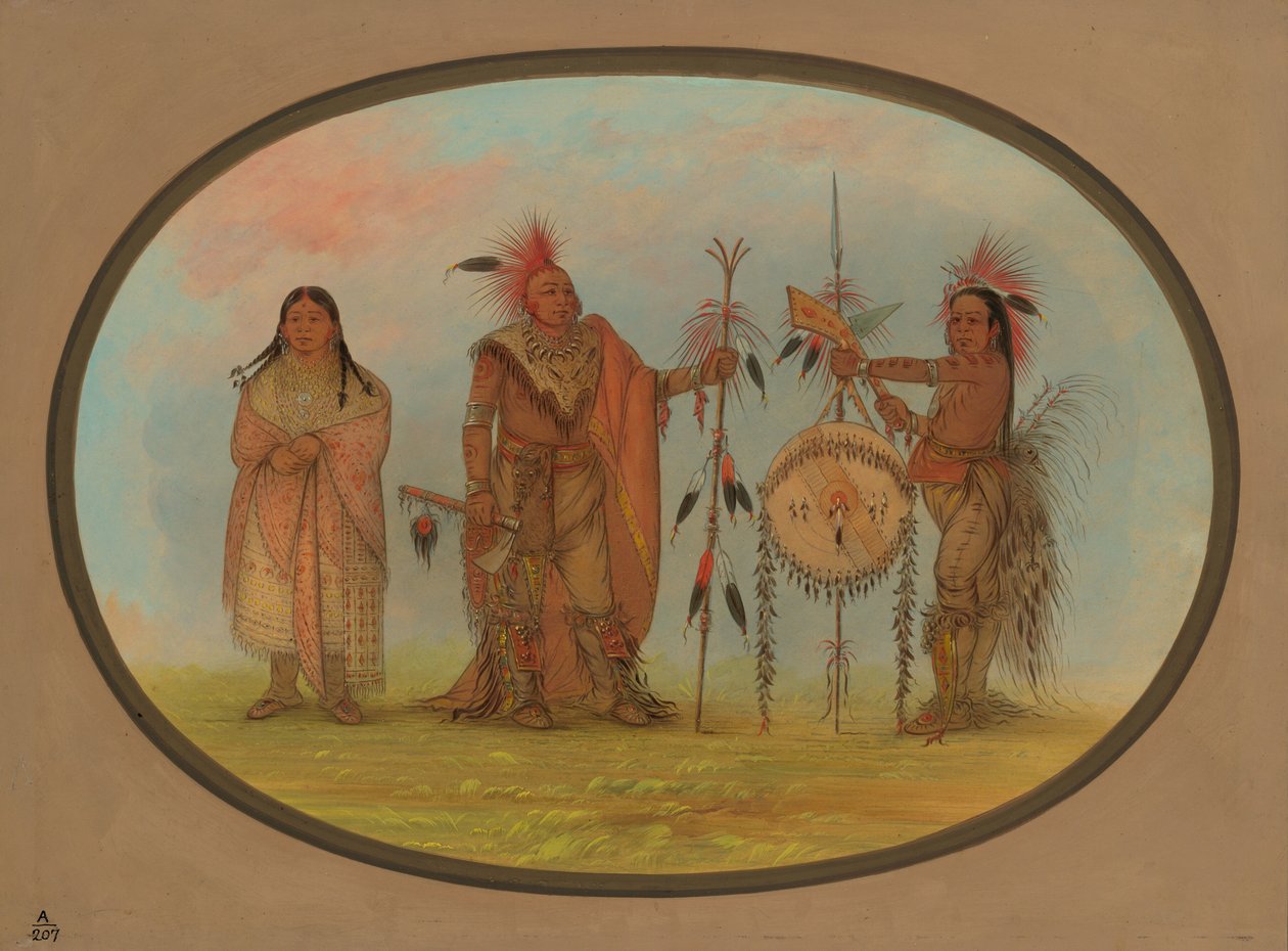 Dois Chefes Saukie e uma Mulher, 18611869. de George Catlin