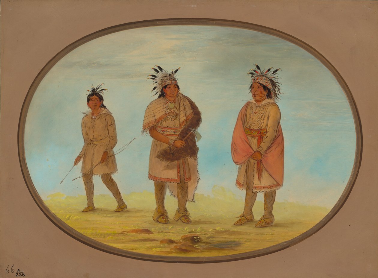 Dois Guerreiros Weeah e uma Mulher, 18611869. de George Catlin