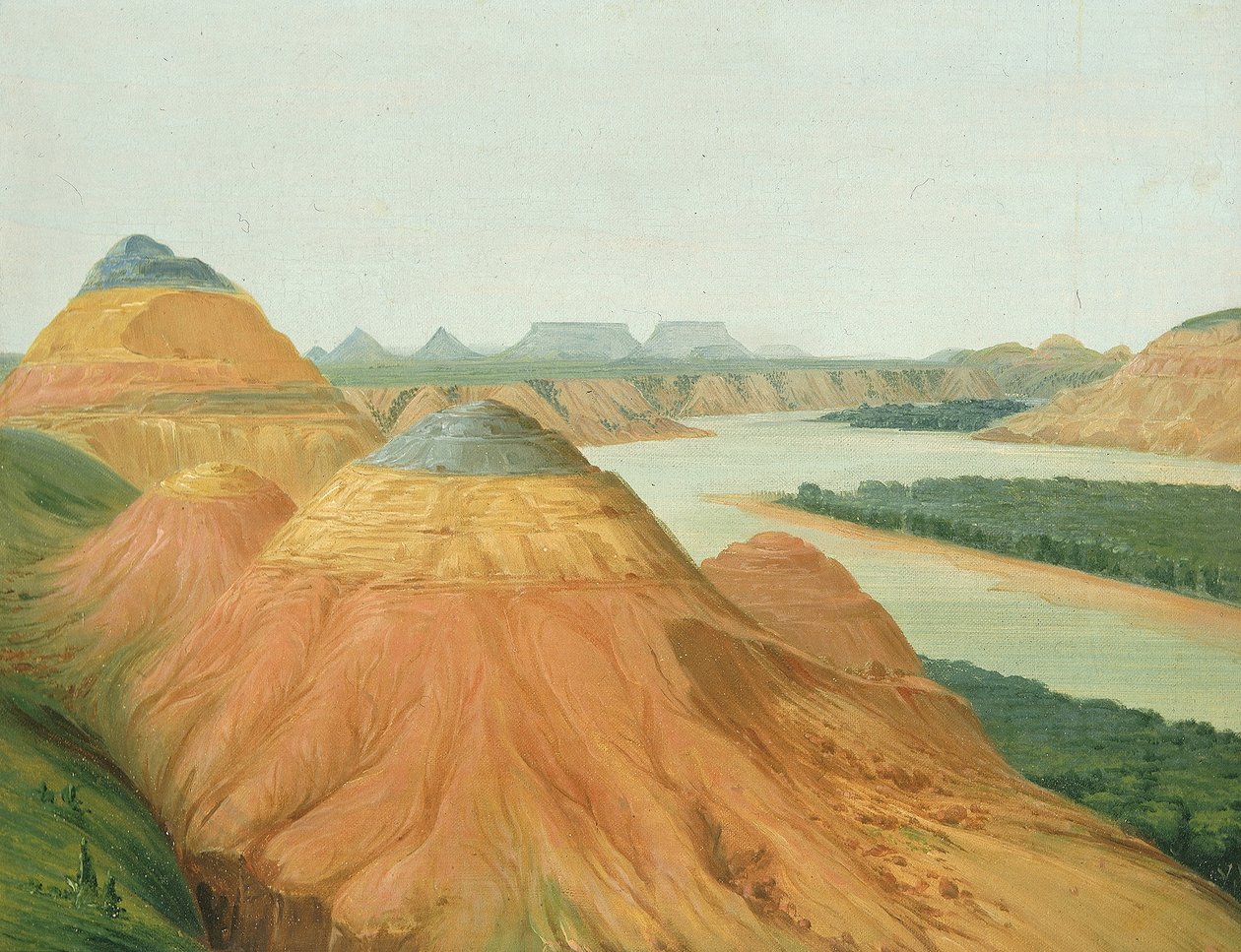 Vista da Grande Curva do Alto Missouri de George Catlin
