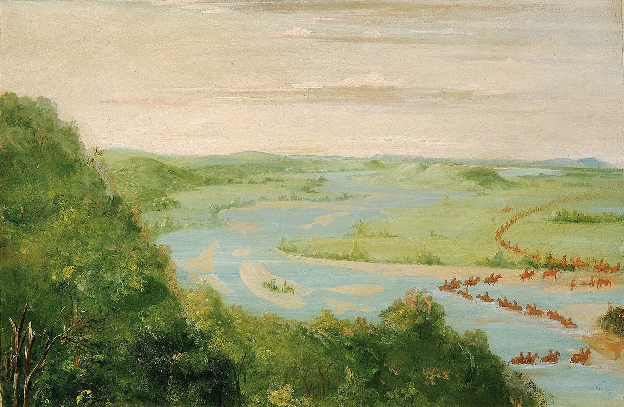 Vista do rio Canadá, travessia de dragões de George Catlin