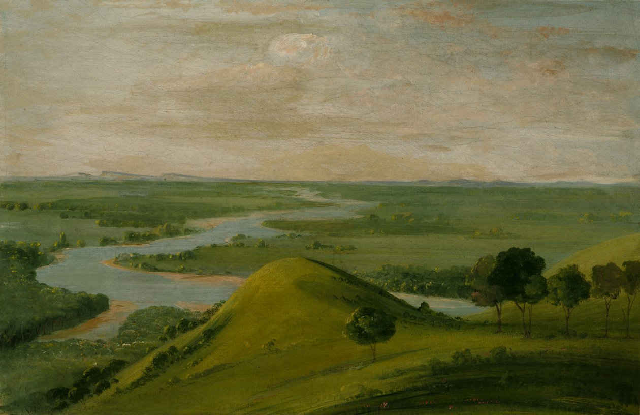 Vista da junção do Rio Vermelho e da Falsa Washita, no Texas, 1834-1835. de George Catlin